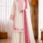 Satin Rayon Embroidery Work Top Farshi Plazzo