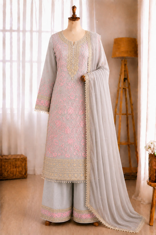 Heavy Faux Georgette Embroidery Sequence Work Top Plazzo