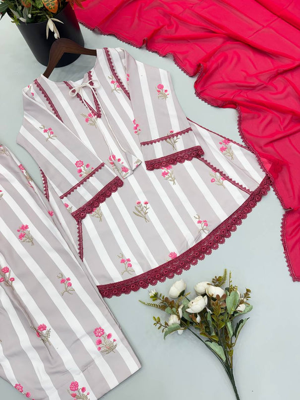 Heavy Natural Crepe Digital Print Top Farshi Plazzo