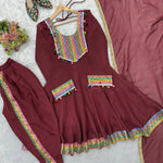 Heavy Crunchy Embroidery Work Top Dhoti
