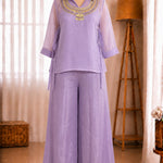 Premium Crunchy Silk Handwork Top Shirt Plazzo