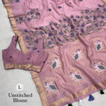 Linen Cotton Motif Zari Thread Weaving Jacquard Saree