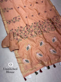 Linen Cotton Motif Zari Thread Weaving Jacquard Saree