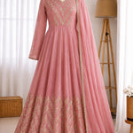 Crunchy Silk Embroidery Sequence Work Gown