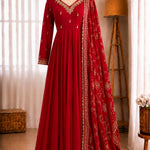 Heavy Faux Georgette Khatli Mirror Work Gown