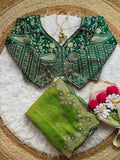 Soft Space Silk Sequins Jari Embroidery Work Saree