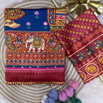Soft Japan Satin Traditional Print Mirror Handwork Saree