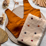 Pure Kota Checks Polka Dot Embroidery Work Saree
