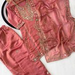 Fendy Silk Coding Zari Mirror Embroidery Work Top Pant