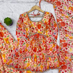 Pure Tabby Organza Mirror Print Kediya Kurta Palazzo