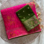 Heavy Mushroom Satin Silk Meenakari Zari Jacquard Weaving Saree