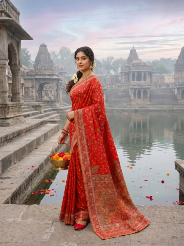 Pure Heavy Rajwada Pashmina Silk saree