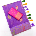 Doriya Chex Jacquard Weaving Satin Border Saree