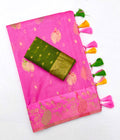 Doriya Chex Jacquard Weaving Satin Border Saree
