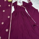 Pure Roman Chanderi Silk Sequence Embroidery Work Gown