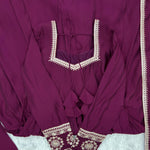Pure Roman Chanderi Silk Sequence Embroidery Work Gown