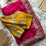 Rani Gulabo – Pure Space Silk Bhandej Designer Saree