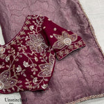Mauve Blossom Royale – Fandy Satin Jacquard Saree