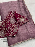 Mauve Blossom Royale – Fandy Satin Jacquard Saree