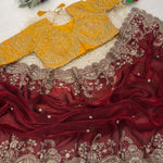 Elegant Fendy Satin Embroidery Work Saree
