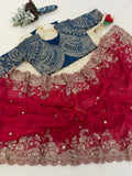 Elegant Fendy Satin Embroidery Work Saree