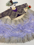 Elegant Fendy Satin Embroidery Work Saree