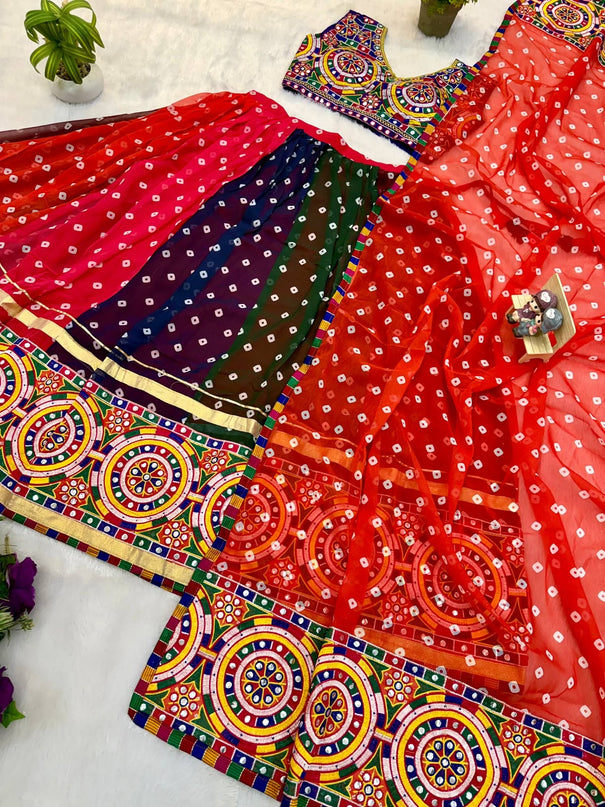 Navratri Special Faux Georgette Embroidery Work Lehenga