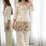 Premium Soft Chinon Embroidered Bustier & Palazzo Suit Set