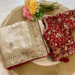 Beautifull Space Silk With Embroidery Work Saree