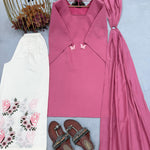Pink Color Beautifull Roman Silk With Fancy Sleeves Top Plazzo