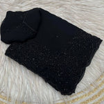 Black Color Fox Georgette Khatli Work Saree
