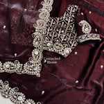 Dual Tone Fandy Satin Saree with Sequin & Zari Embroidery