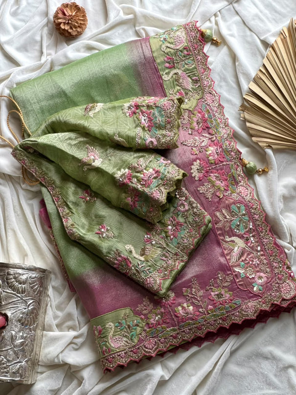 Premium Dola Silk Saree with Coding & Multicolor Sequin Work