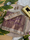 Pure Soft Banarasi Satin Silk Saree with Gungroo & Lace Work