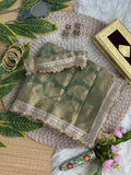 Pure Soft Banarasi Satin Silk Saree with Gungroo & Lace Work