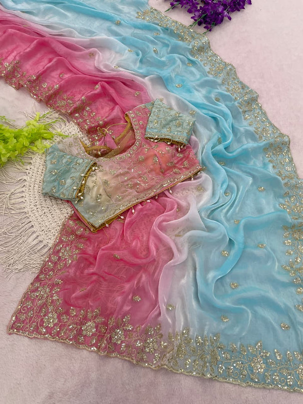 Fendy Satin Pedding Saree with Stitched Blouse