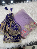Fendy Satin Saree with Embroidery Work & Stitched Blouse