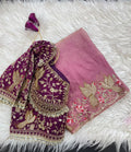 Fendy Satin Saree with Embroidery Work & Stitched Blouse