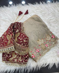 Fendy Satin Saree with Embroidery Work & Stitched Blouse