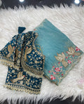 Fendy Satin Saree with Embroidery Work & Stitched Blouse