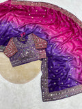 Fendy Satin Saree with Zari Embroidery & Real Mirror Work