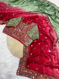 Fendy Satin Saree with Zari Embroidery & Real Mirror Work