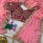 Soft Space Silk Saree with Bead Sequin & Zari Embroidery Work