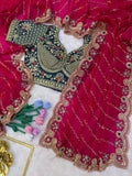 Soft Space Silk Saree with Bead Sequin & Zari Embroidery Work