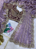 Soft Space Silk Saree with Bead Sequin & Zari Embroidery Work