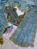 Soft Space Silk Saree with Bead Sequin & Zari Embroidery Work