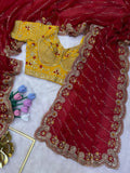 Soft Space Silk Saree with Bead Sequin & Zari Embroidery Work
