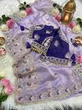 Elegant Fendy Satin Saree with Heavy Sequin Embroidery & Butti Work