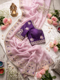 Elegant Fendy Satin Saree with Heavy Sequin Embroidery & Butti Work