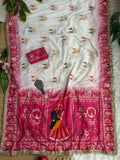 Soft Dola Silk Saree with Ghungroo & Heavy Moti Handwork